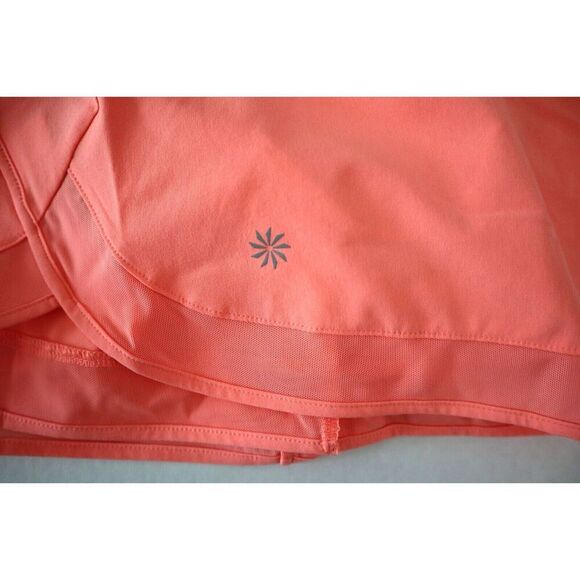 Athleta 988238052 Women's Sz 2XS Coral/Orange High Rise Mesh Racer Run 3” Shorts - Picture 6 of 11